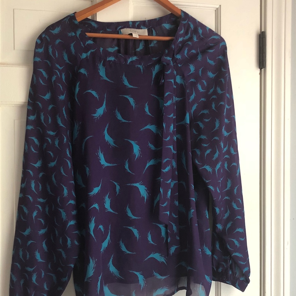 Loft sheer feather blouse